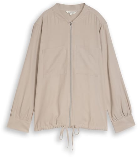 Tom Tailor - Plus Size - Loose Fit bomberjack met borstzakken - Maat 46 - soft taupe grey