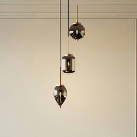 Lucande hanglamp Elani, 3-lamps, Ø 36 cm, glas