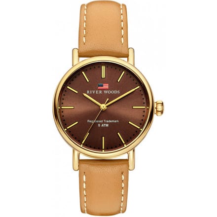 River Woods Oswego RW340016 Horloge - Leer - Bruin - Ø 34 mm