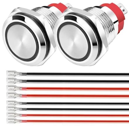 Vergrendelbare Blauwe LED Waterdichte Drukknop 12-24VDC - 16mm RVS Drukknopschakelaar
