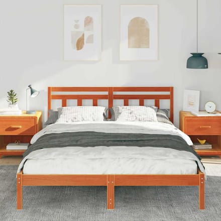 vidaXL - Bedframe - Bruin - 140 - x - 200 - cm - Massief - grenenhout