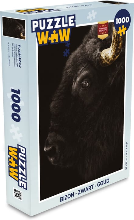 Puzzel Bizon - Zwart - Goud - Legpuzzel - Puzzel 1000 stukjes volwassenen