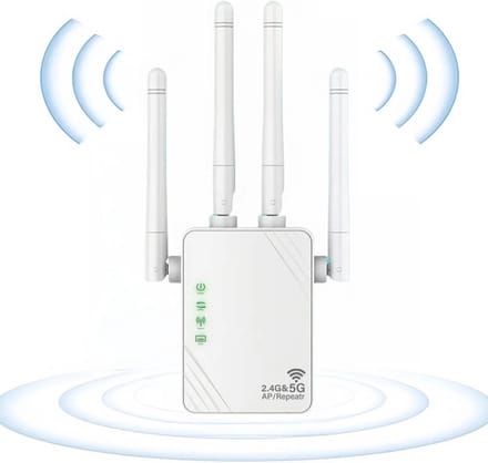 Wifi Versterker - Netwerk Extender - Betere Dekking - Dual Band - 1200 Mbps - Wit