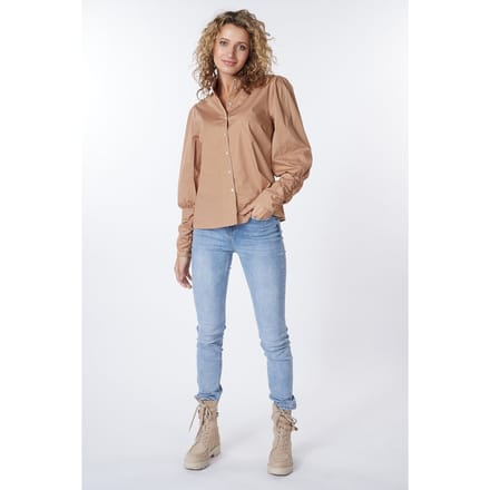 EsQualo Blouse Elasticated Slv Poplin Camel Taglia: 36 | Maglie a manica lunga Outlet | Donna | Marrone