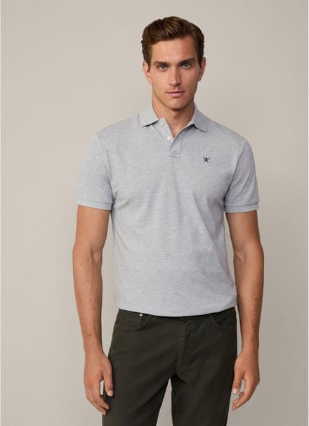 Hackett London Cotton pique polo shirt - light grey marl