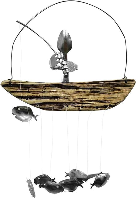 Visser windspel - Tuindecoratie ornament - Buiten decoreren - Creatief ontwerp - Hangend ornament - Bronskleurig
