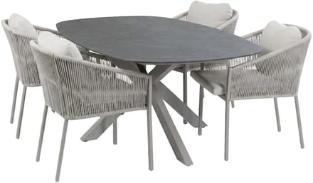 Tuinset Elvira/Barletta | 4 personen | Deens ovaal 180 cm | Rope & kunststof