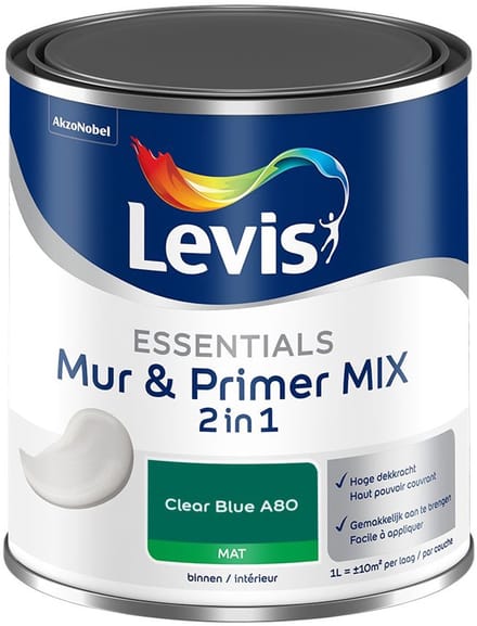 Levis - Essentials Mur & Primer Mix - Clear Blue A80 - Mengverf - 1 L