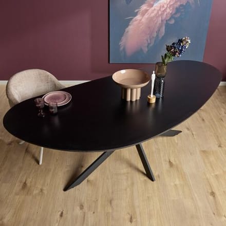 organische massief eiken eetkamertafel zwart 210 cm