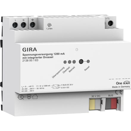 Gira Knx Voeding 1280Ma Met Geïntegreerde Spoel - 213800