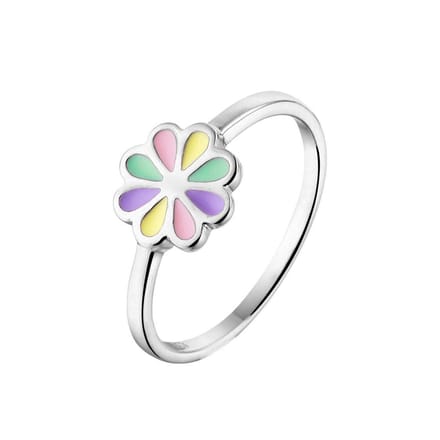 YO&NO - Ring - Zilver - Aanschuifring - Bloem - 14.75mm - 7.5mm - Kinderen - Gerhodineerd - Zilver 925
