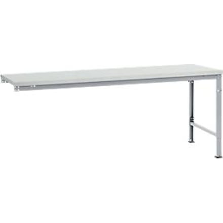 Manuflex aanbouwtafel UNIVERSAL Speciaal, tafelblad melamine, 2000 x 1000, aluminium zilver