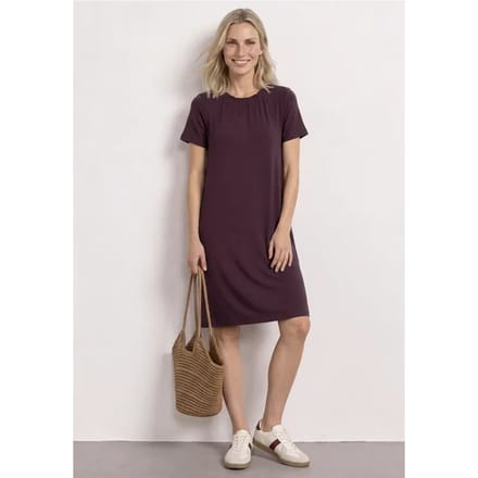 Knielange jersey jurk met ronde hals