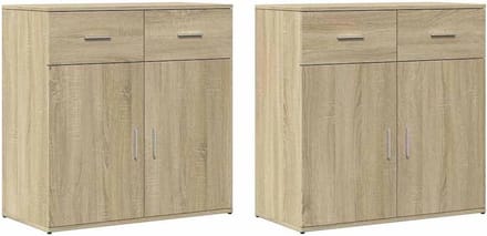 Set van 2 Dressoirs Sonoma Eikenkleurig - Compacte Buffetkast voor Woonkamer