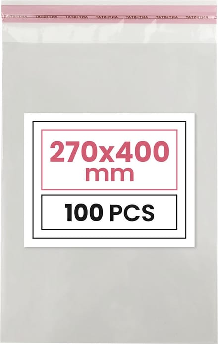 Plastic zakjes met plakstrim - 27x40 cm - transparant - 100 zakken