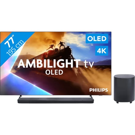 Philips Ambilight 77'' OLED760 4K (2025) + JBL Bar 1000 MK2 Zwart