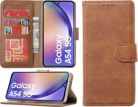 Samsung Galaxy A54 hoesje - Bookcase met pasjeshouder - Bruin