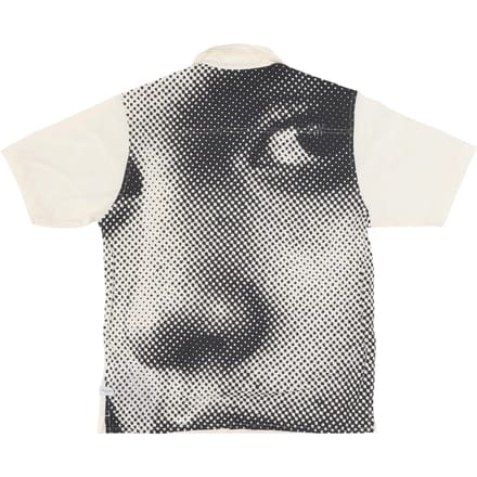 Face Woven herenoverhemd met korte mouwen gebroken wit