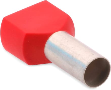 Dubbele Ferrules - Kabelconnectoren - Elektrische Installatie - Halogeenvrij Polyamide - 2 x 1.0 mm2 - Rood