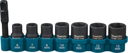 Makita E-12289 Impact Socket And Adapter Set - 8 Pieces