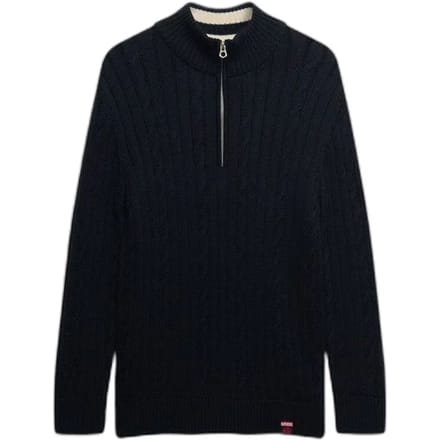 Superdry - Slouchy Cable Halve Rits Trui - Dames - Sweaters
