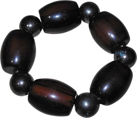 Armband donkerbruin met metalen bolletjes