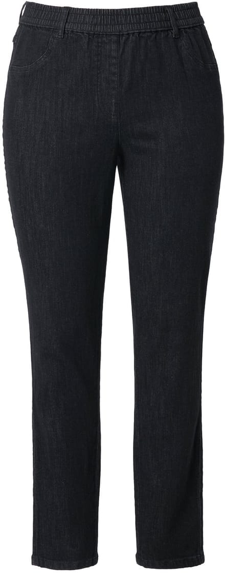 Ulla Popken - Dames - Jegging smalle pijpen elastische tailleband - Zwart - Maat 48