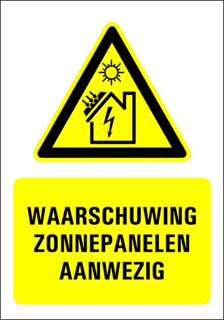 Zonnepanelen aanwezig tekststicker 148 x 210 mm