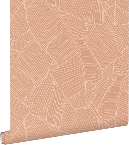 ESTAhome behang bladeren terracotta roze - 50 x 900 cm - 130933