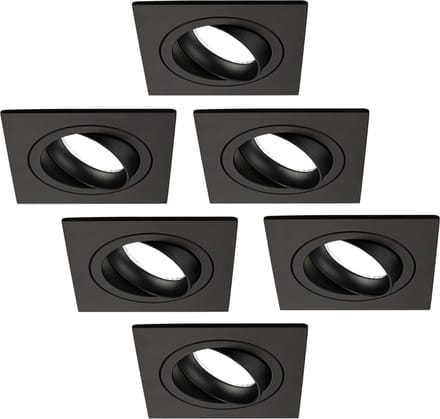 Ledvion - 6X LED Inbouwspot Sevilla - Dimbaar - 3W - 6500K - Ø92 mm - Zwart