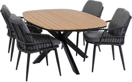 Tuinset Isabel/Cadiz | 4 personen | Deens ovaal 180 cm | Rope & Tecon Teak
