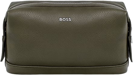 HUGO BOSS toilettas Classic Grained Washbag Khaki groengrijs
