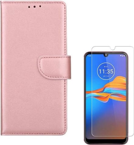 hoesje Geschikt voor: Samsung Galaxy A10E (Lite) Portemonnee Rose Goud met 2 stuks Glas Screen protector