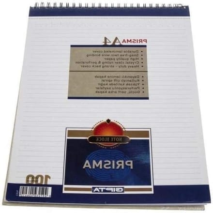 Kartonnen Blok A4 - Schrijfblok Notitieblok - Notities Maken - Spiraalbinding - 100 Vellen - Gestreept