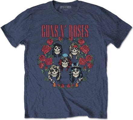 Guns N' Roses - Skulls Wreath Heren T-shirt - S - Blauw