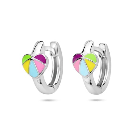 Zilver Gerhodineerd Klapoorringen Hart 1336986