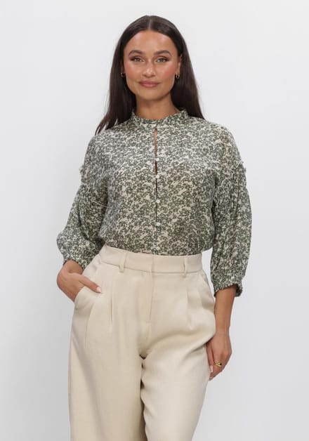 MSCH Copenhagen Mschseraphina 3/4 Shirt Aop Dames - Jurken - Groen - Maat XS/S