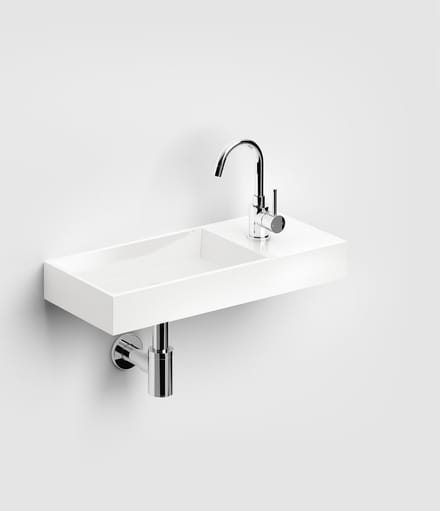 Clou Mini Wash Me fontein 56x24cm rechts mineraalsteen Wit