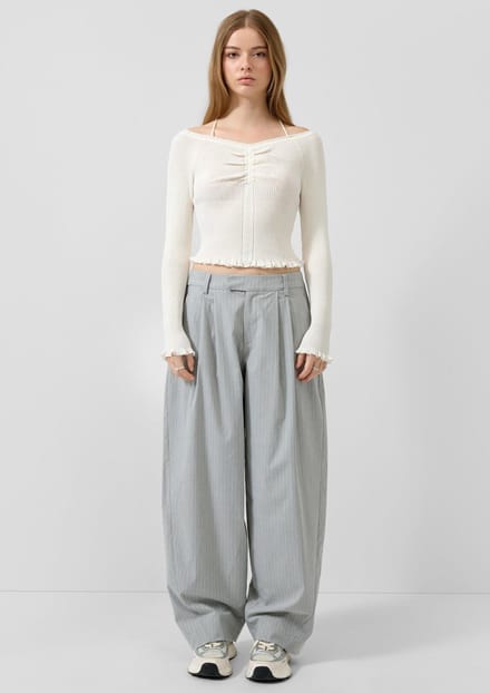 Dames Tennis Streep Barrel Pantalon met Tapsebenen QS