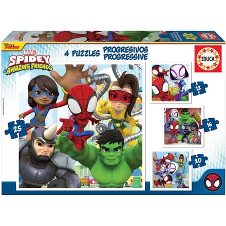 12-16-20-25 stukjes progressieve puzzel Educa Spidey
