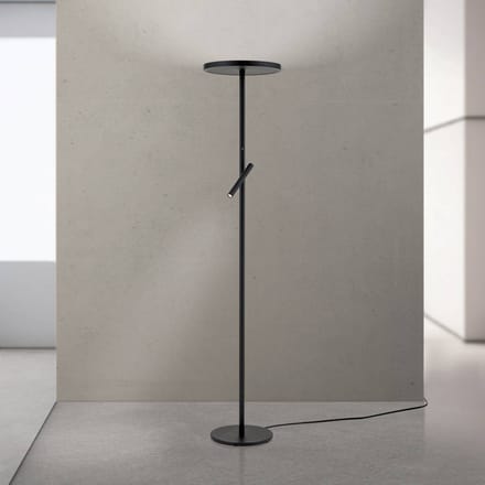 ORION LED vloerlamp Teide, zwart, metaal, leeslamp, dimmer