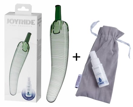 Joyride - Glazen dildo met groene accenten - Set 06