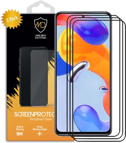 3-Pack MobyDefend Screenprotectors - Geschikt voor Xiaomi Redmi Note 11 Pro / Note 11 Pro 5G / Note 11 Pro+ - Screensavers Met Zwarte Randen - Gehard Glas