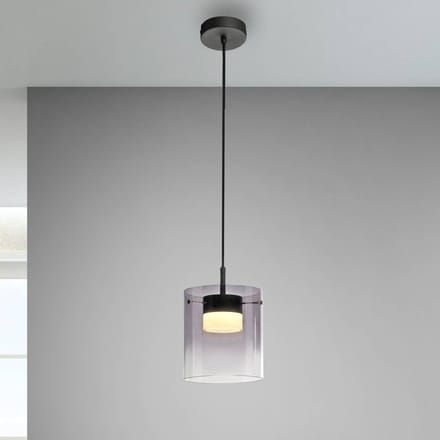 JUST LIGHT. GmbH JUST LIGHT. LED hanglamp Elio, rookglas, 1-lamp, zwart