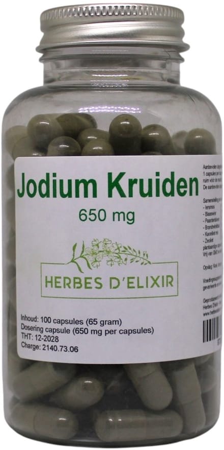 Herbes D'elixir Jodium capsules - 100 capsules - 200 mcg Jodium - Veganistische capsules