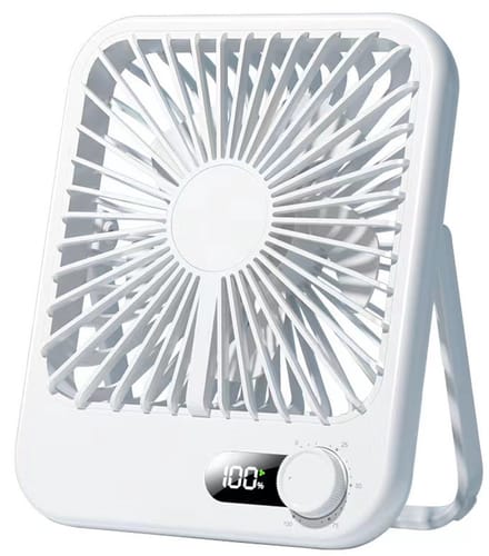Bureauventilator oplaadbaar - 100 standen - LED display - 17 cm