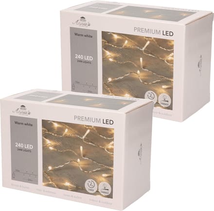 Anna's Collection Kerstverlichting - Set van 2x stuks - warm wit - 240 leds - dimmer en timer - 24 m - buiten en binnen