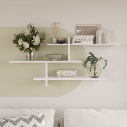 LUNOR® Genoa - Wandrek - Wit - 123×55×22 cm - Wandplank - Met 3 Niveas
