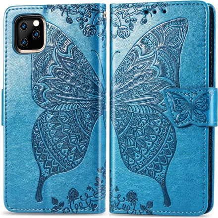 Bookcase geschikt voor Apple iPhone 11 Pro - Blauw - Vlinder - Portemonnee Hoesje