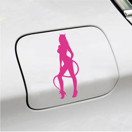 Bumpersticker - Vrouw Duivel - 7 X 16,5 - Roze